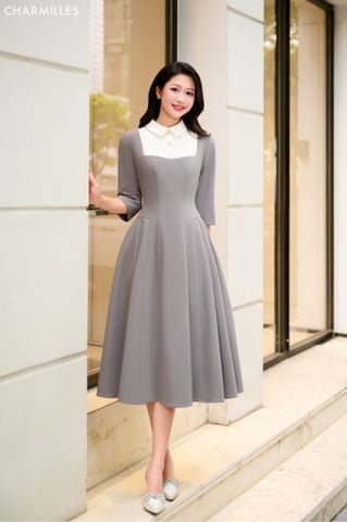 Đầm tl,cổ phối 3ktt