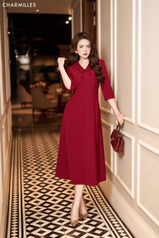 Đầm TL, cổ nơ, xòe