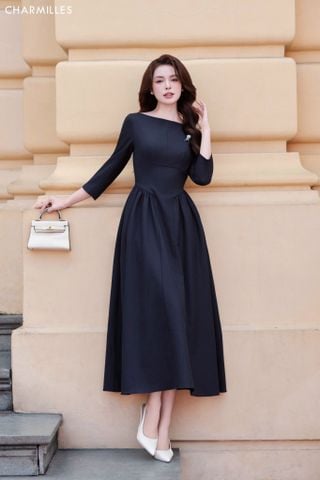 Đầm tl,nhún 2 hông (H)