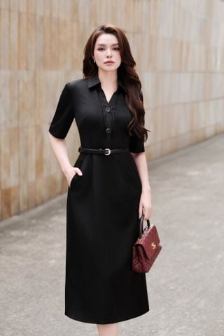 Đầm TL, cổ phối (Đ) 2k, 2 túi