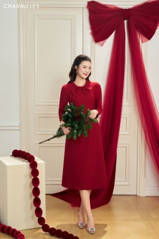 Đầm TL, cổ gập, nơ