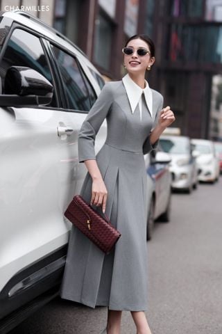 Đầm TL, cổ nhọn phối