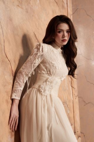 Đầm TD đính hoa eo