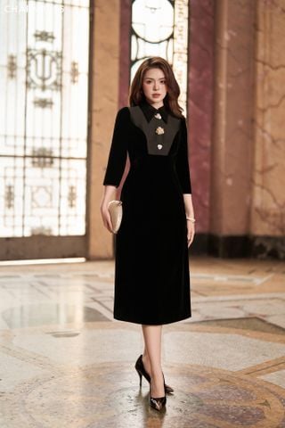 Đầm TL cổ phối, 3ktt