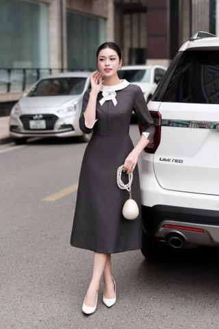 Đầm TL cổ bẻ pha H)