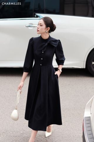 Đầm TL cổ phối nơ