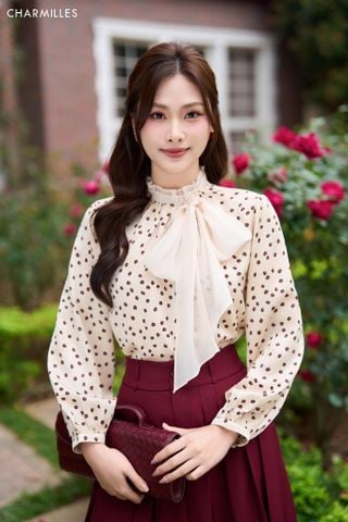 Áo TD cổ bèo, buộc nơ