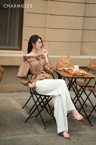 Áo TL cổ bèo k hoa (Đ) (25MQ012.1TR1)