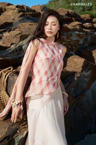 Áo kẻ SN cổ dây
