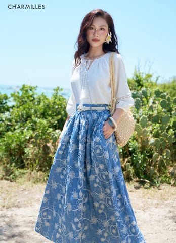 Áo TL ren dọc cổ