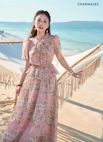 Áo TC peplum cổ nơ
