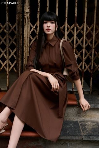Đầm TL nhún cổ đưc