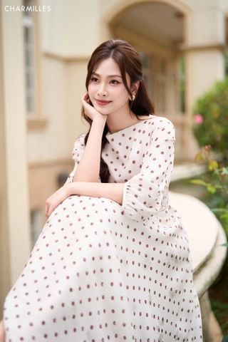 Đầm TL cổ thuyền, tay phồng