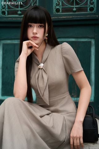 Đầm TC cổ nơ
