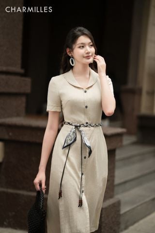 Đầm TC, 4ktt, cổ bẻ (Đ)