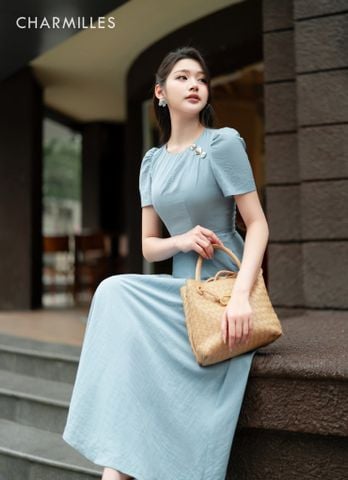 Đầm TC, vai tt, 3 hoa