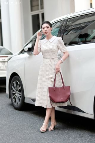Đầm TL, cổ phối, sẻ gấu (Đ)