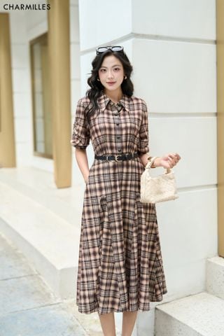 Đầm TC, tay nhún, 5ktt (Đ)