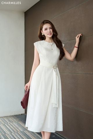 Đầm SN, cổ tròn chiết eo