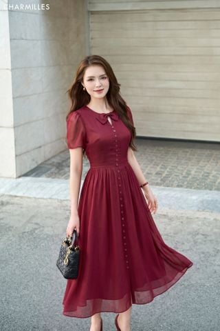 Đầm TC cổ nơ 26k