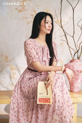 Đầm cổ tròn TC bổ trụ