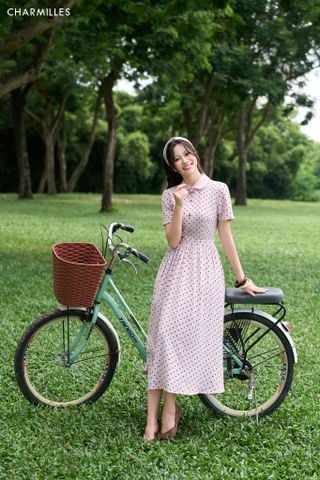 Đầm TC cổ phối 3 khuy (không kèm băng đô)