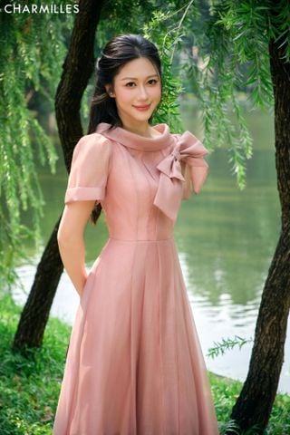 Đầm TC nơ vai 1bên