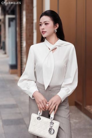 Áo TD cổ buộc nơ