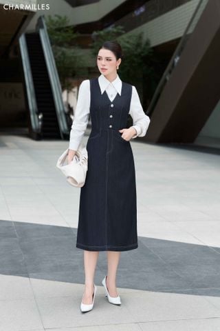 Đầm SN cổ tim ,diễu chỉ