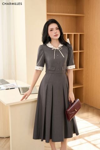Đầm TC phối cổ bi