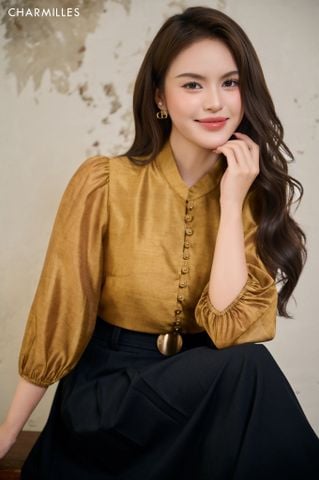 Áo TL cổ tàu , phối 13 cúc dây