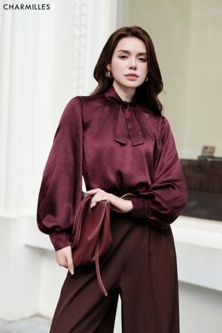 Áo TD cổ cao tạo nơ