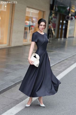 Đầm TC cổ tròn, đột chỉ