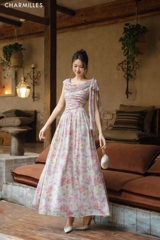 Đầm trễ vai buộc nơ