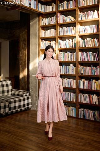 Đầm TD cổ tay zen sóng (Đ)