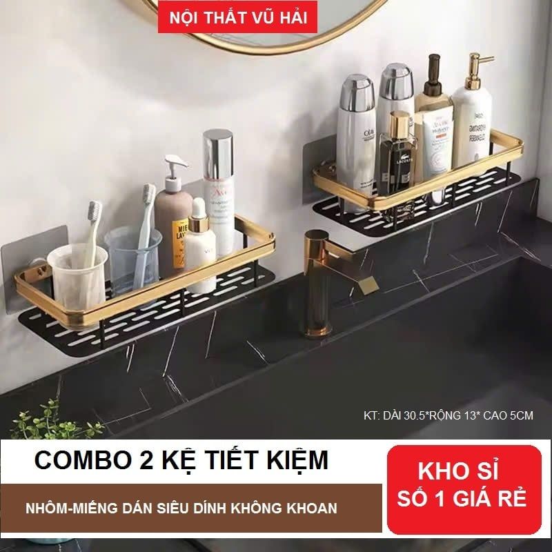 COMBO TIẾT KIỆM-2 KỆ DÁN TƯỜNG H50 MÀU ĐEN+VÀNG