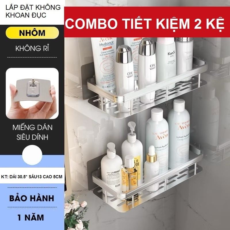 COMBO TIẾT KIỆM-2 KỆ DÁN TƯỜNG H50 MÀU BẠC