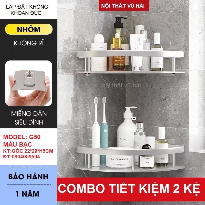 COMBO TIẾT KIỆM-2 KỆ DÁN TƯỜNG G50-MÀU BẠC