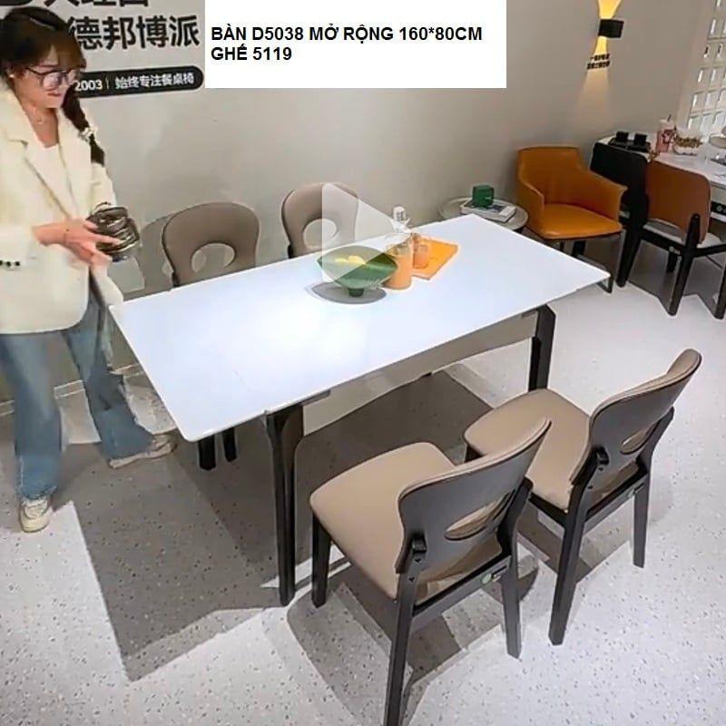 Bàn Ăn Kéo Dài 120-170cm Đá Ngọc L-129