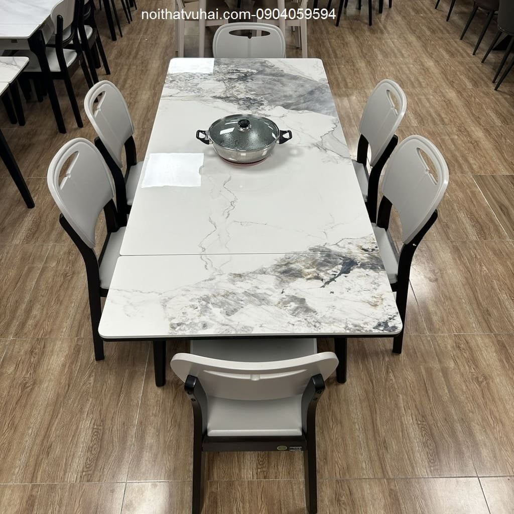 Bàn Ăn Kéo Dài 4-10 Người Có Bếp Từ Hiện Đại