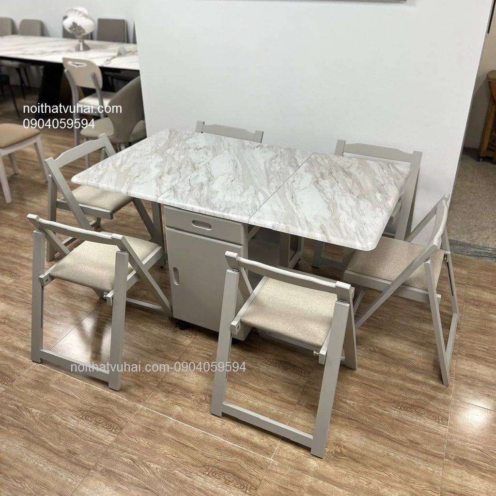 Bộ Bàn Ăn Gấp Gọn 6 Ghế Xuất Khẩu G6