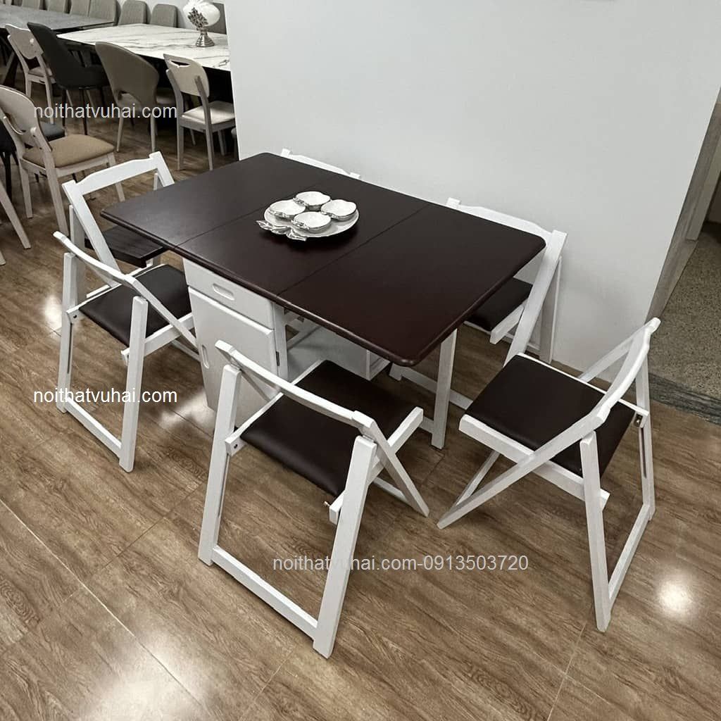 Bộ Bàn Ăn Gấp Gọn 6 Ghế Xuất Khẩu TN06
