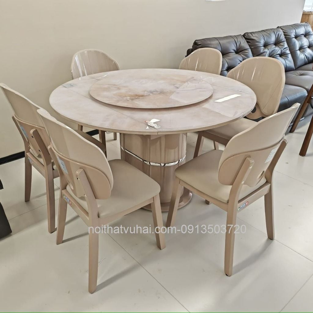 Bàn Ăn Tròn Xoay Gấp Gọn