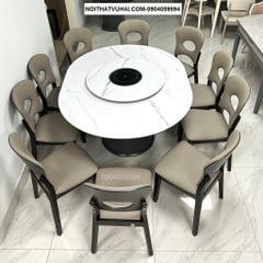 Bàn Ăn Tròn Mở Rộng Thành Ovan 10 Người Sử Dụng