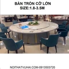 (Hàng Oder)Bàn Ăn Tròn Có Mâm Xoay Mặt Đá 10-30 Ghế