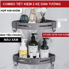 Combo tiết kiệm 2 kệ nhà tắm dán tường H35-màu xám