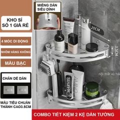 Combo tiết kiệm 2 kệ nhà tắm dán tường H35-màu bạc