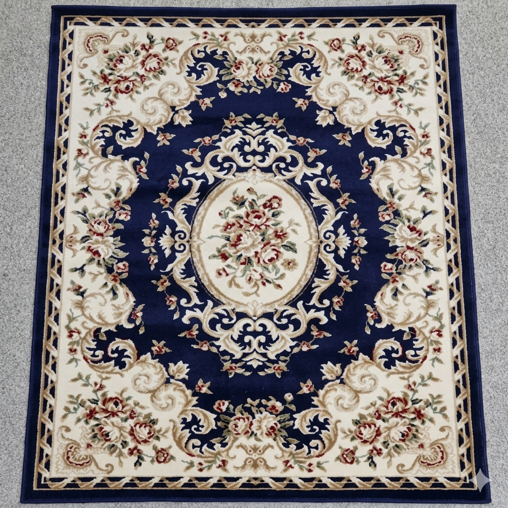  Thảm trang trí họa tiết cổ điển xanh dương YL N 1711 B 
