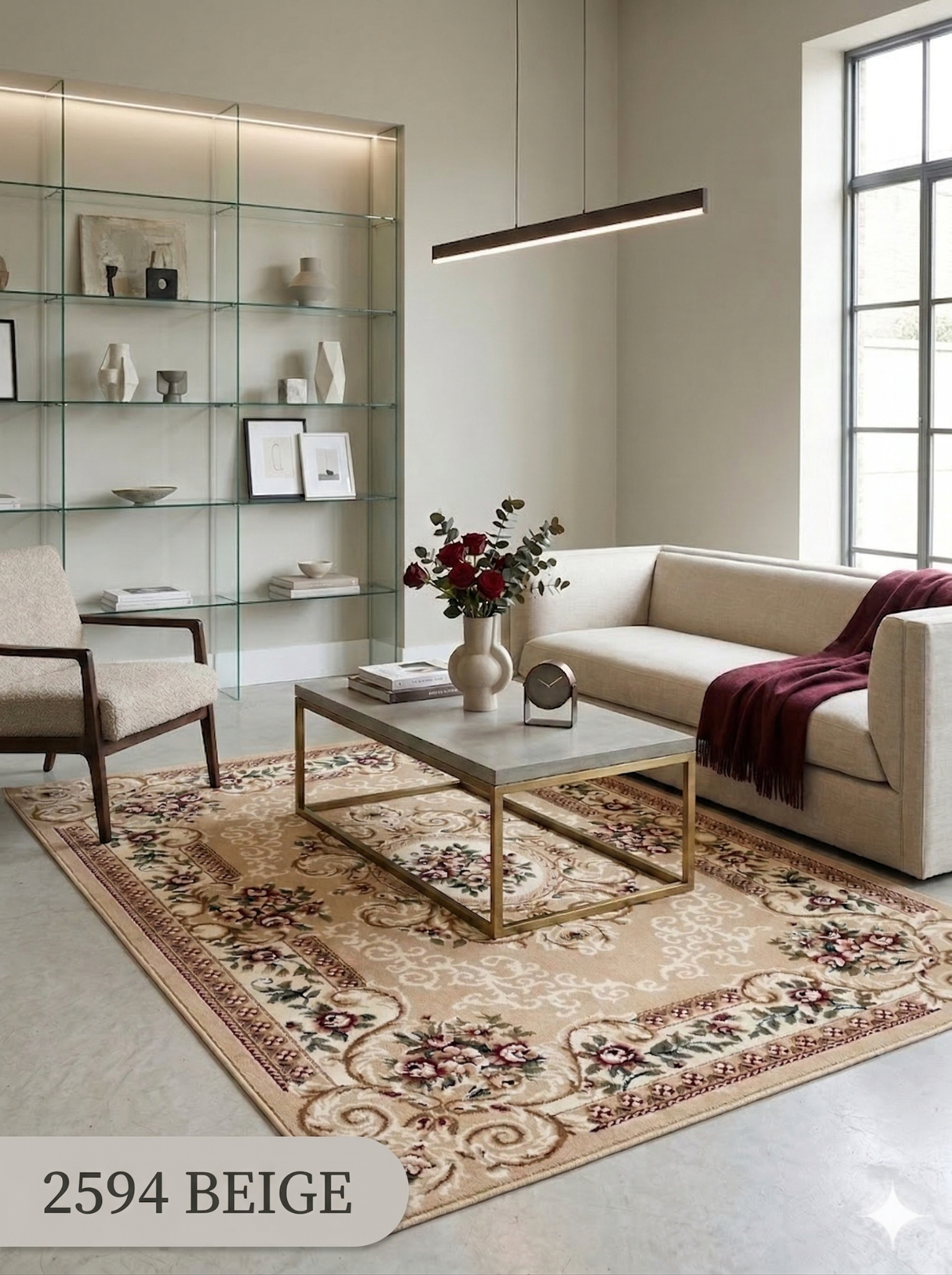  Thảm trang trí màu kem YL N 2594 BE 