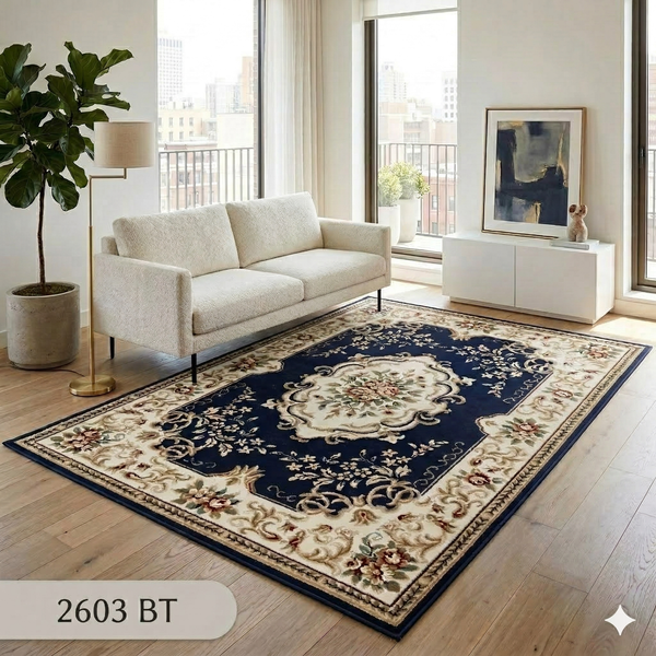  Thảm phòng khách màu xanh dương YL N 2603 BT 